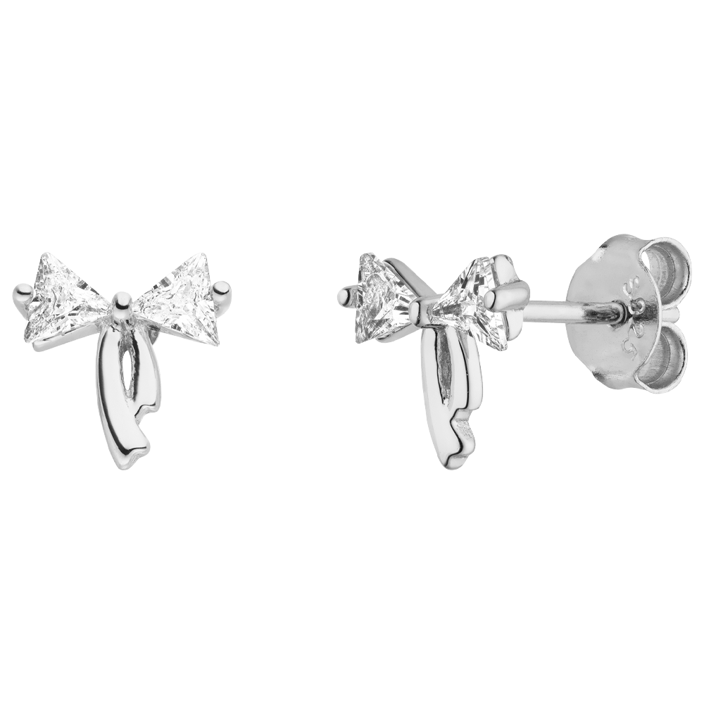kleine Schleifenohrringe Zirkonia Steine 925 Silber