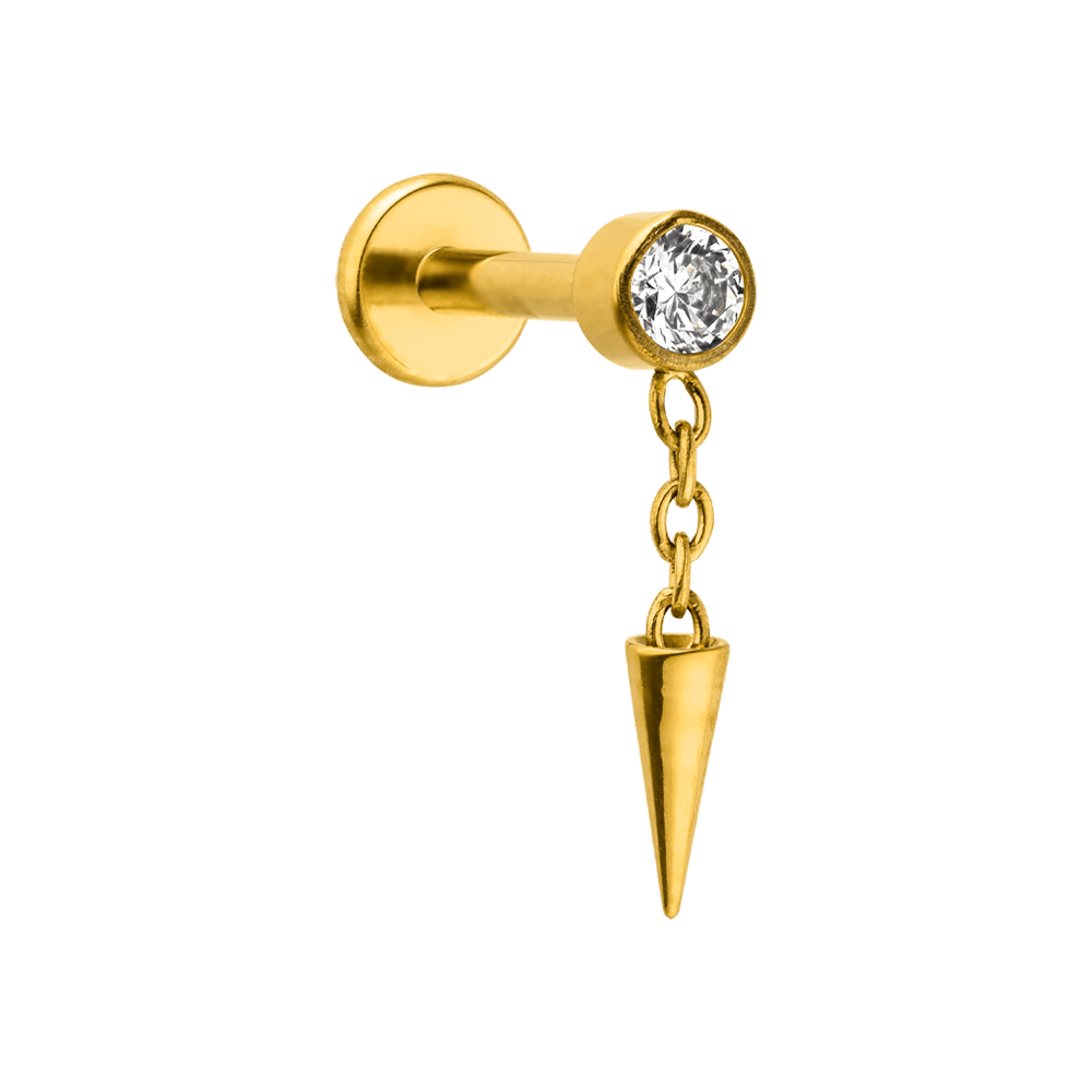 Ohrpiercing Titan 18K vergoldet Zirkonia Stein