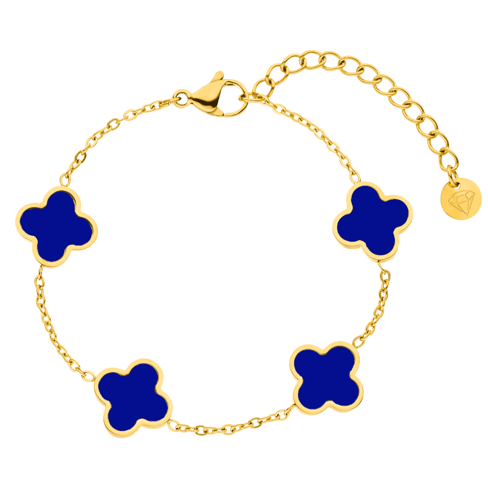 Clover Armband Blau Gold 18K vergoldet wasserfest