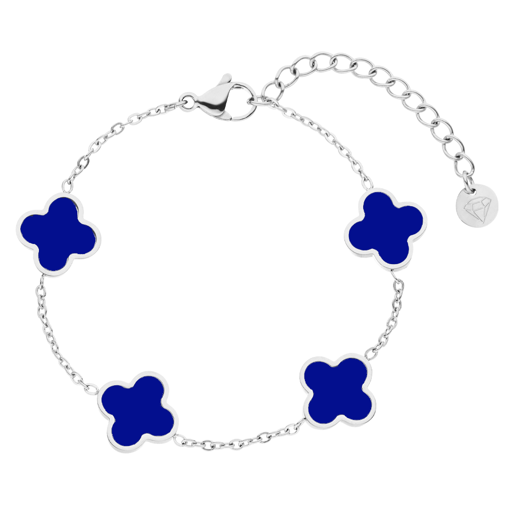 Clover Armband Silber Blau wasserfest Kleeblätter