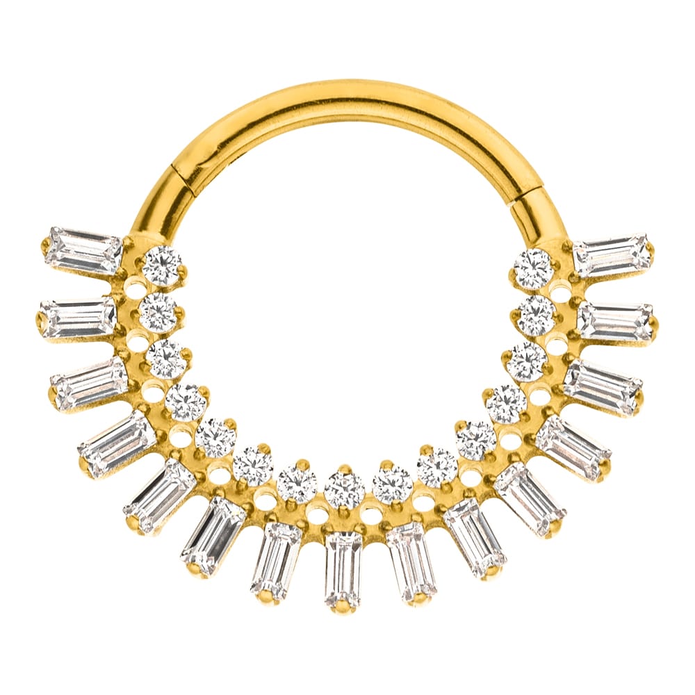 18k vergoldeter Piercing Klicker Zirkonia Steine 