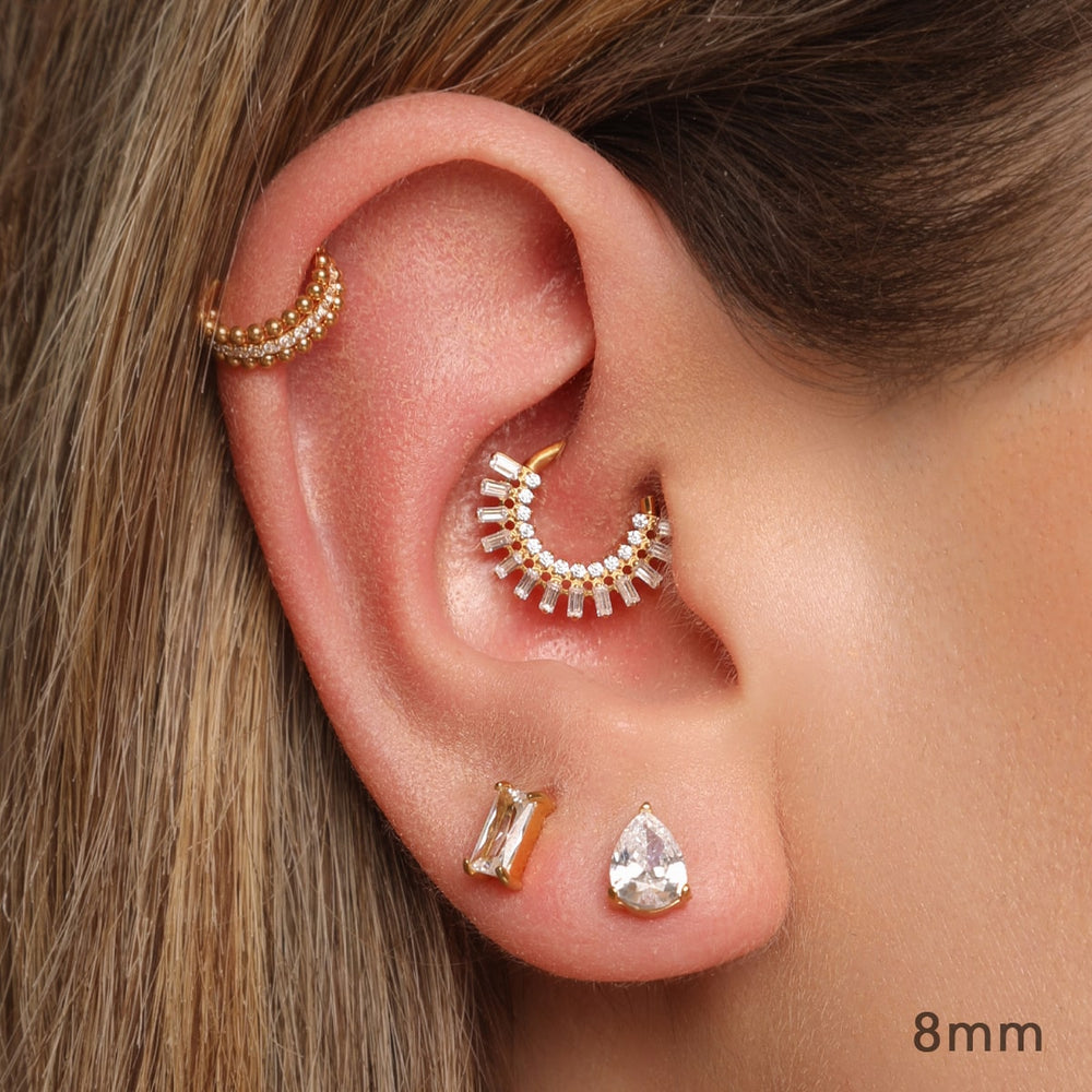 Daith Piercing Clicker Ring Rechteckige Steine Chirurgenstahl