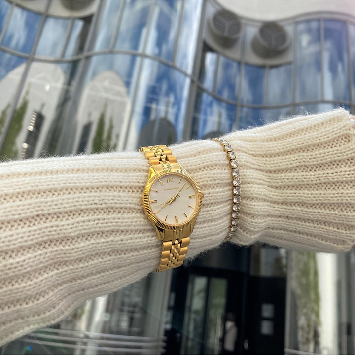 Damen Uhr 24K vergoldet wasserdicht Saphirglas Armbanduhr