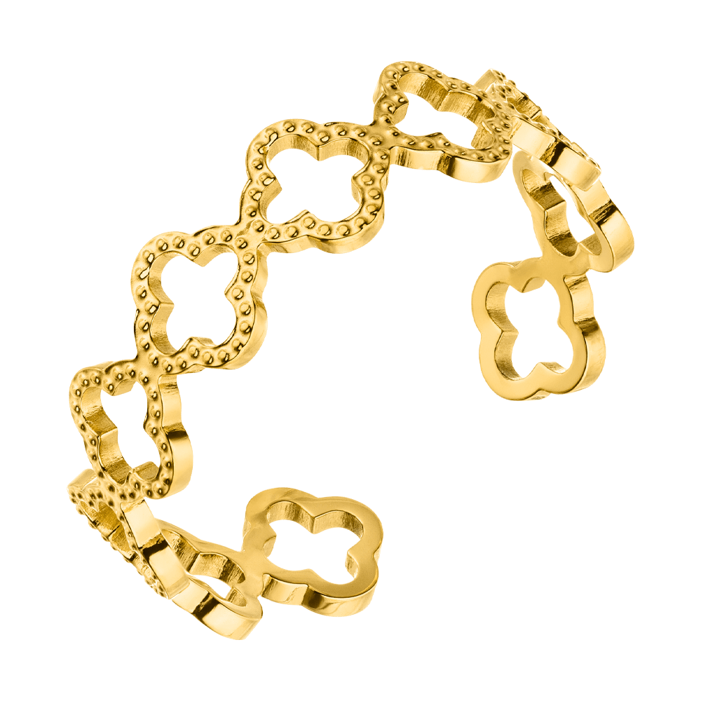 Clover Ring größenverstellbar wasserfest Edelstahl Kleeblatt