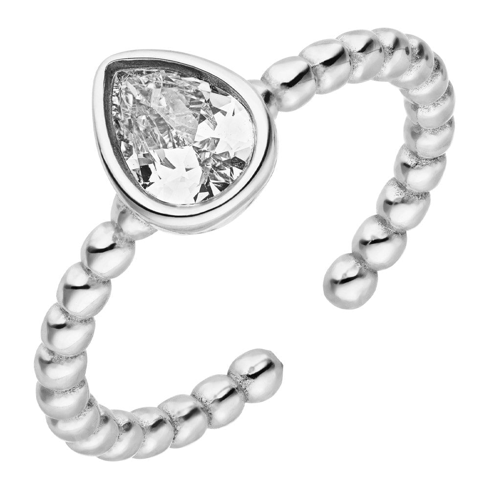 Tropfen Ring Silber wasserfest verstellbar Glitzer