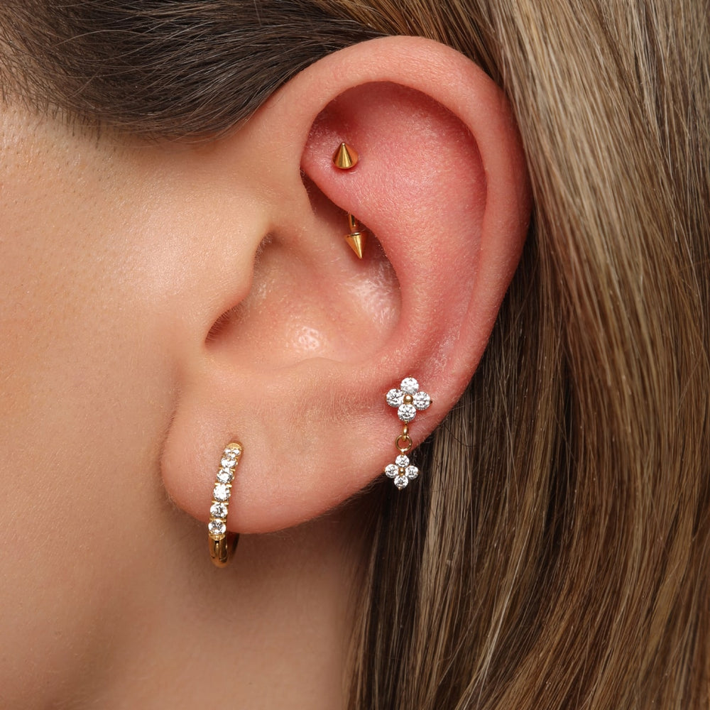 Blumen Piercing mit Anhänger vergoldet Helix