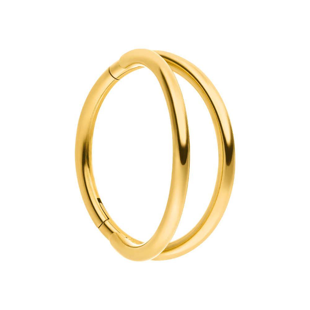 Dezentes Doppel Clicker Piercing Titan gold wasserfest