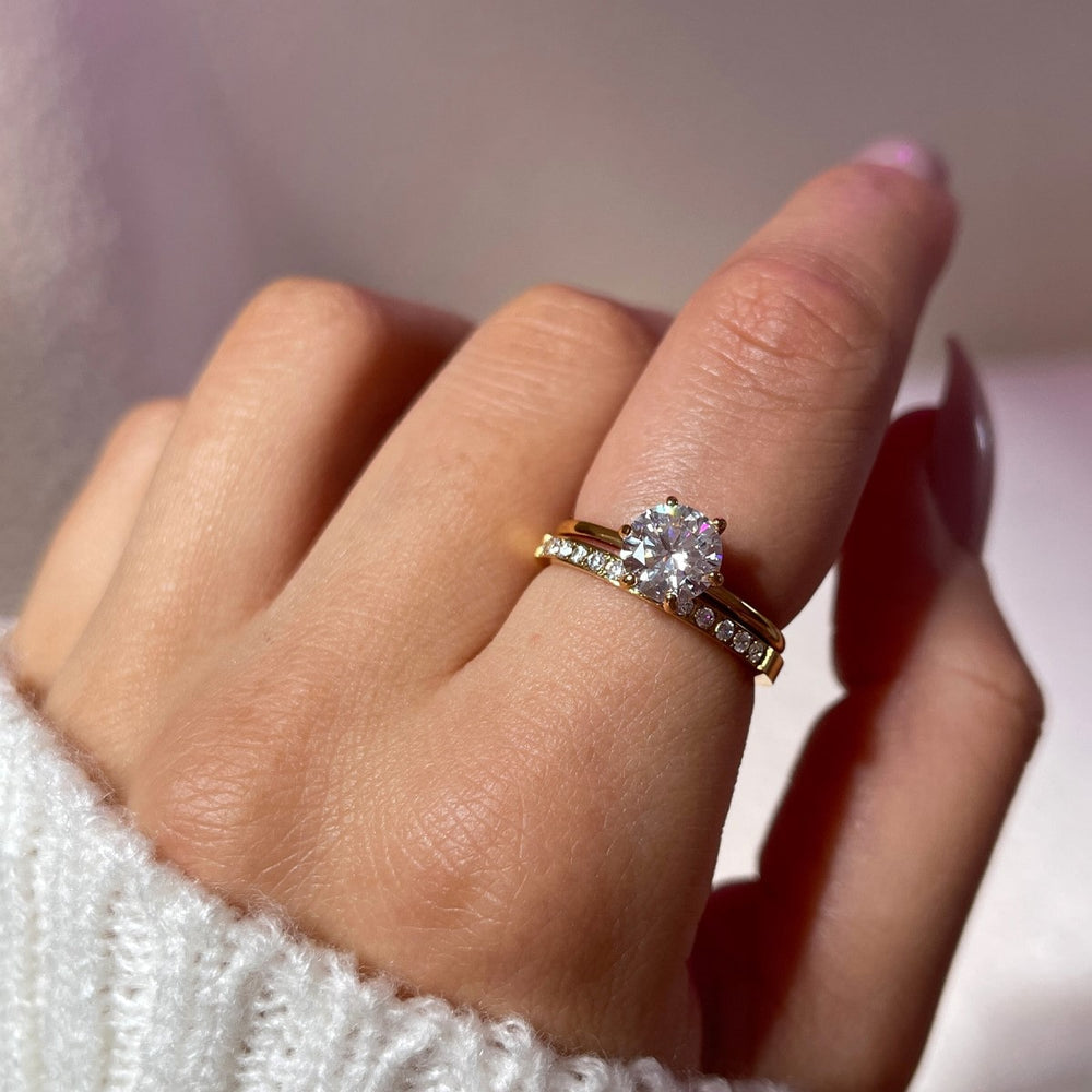 Zweifaches Ring Set Gold Zirkonia 18K vergoldet Damen