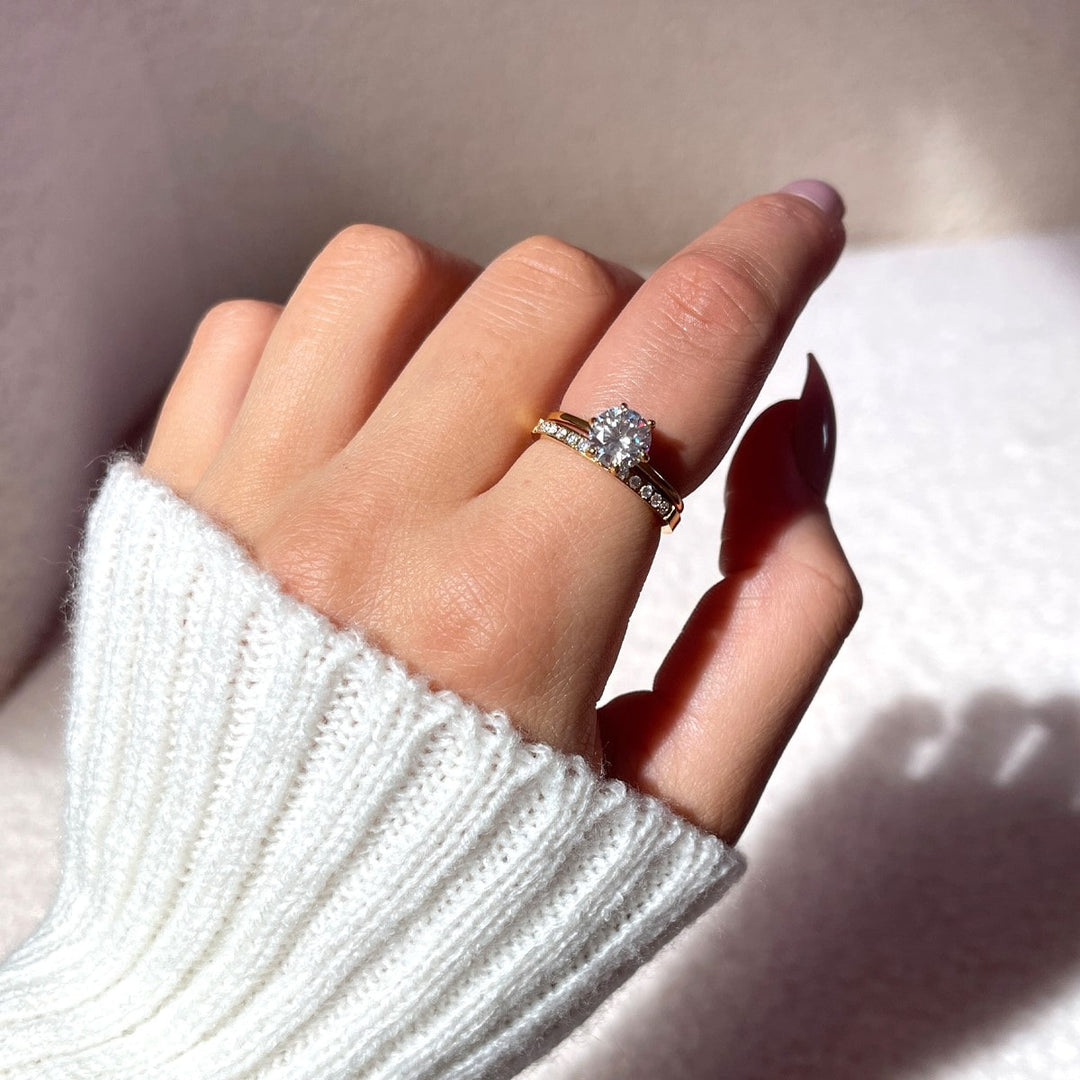 Zwei Ringe Set Doppelt Damen 18K vergoldet wasserfest