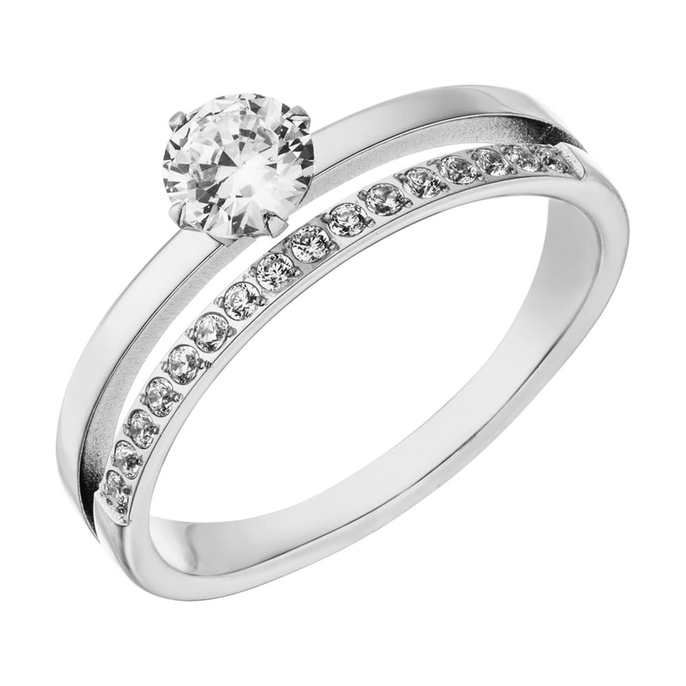Doppelring wasserfest silber Zirkonia Steinchen zweifach