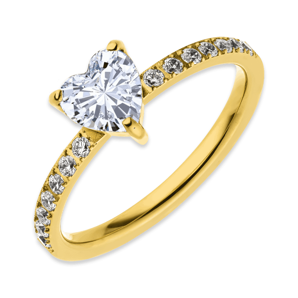 Ring mit Herz Stein gold Edelstahl