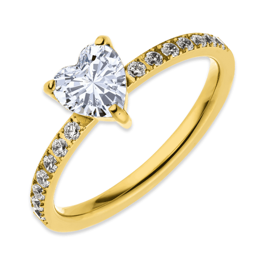 Ring mit Herz Stein gold Edelstahl