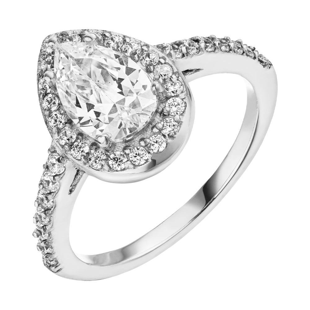 Tropfen Ring Silber wasserfest Edelstahl Glitzer Steinchen