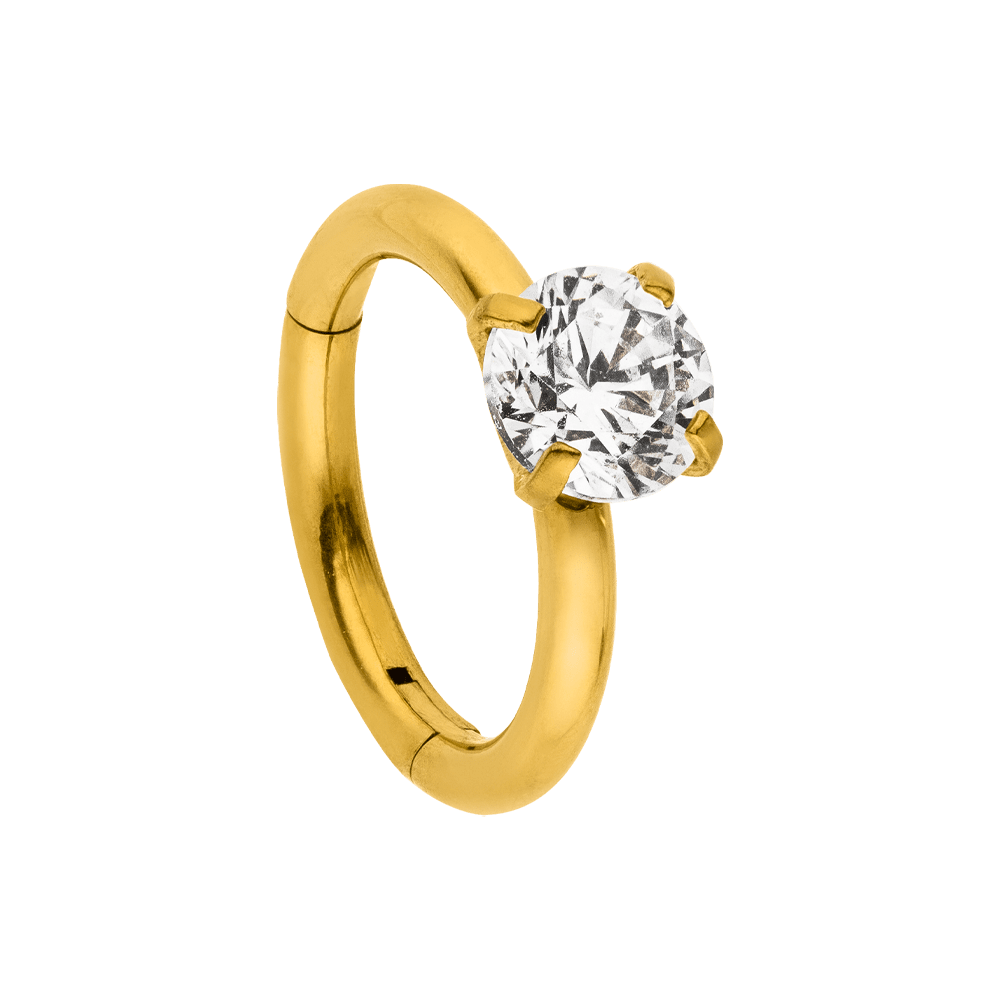 Nasenring Piercing vergoldet Edelstahl Zirkonia Stein Tragus Ring