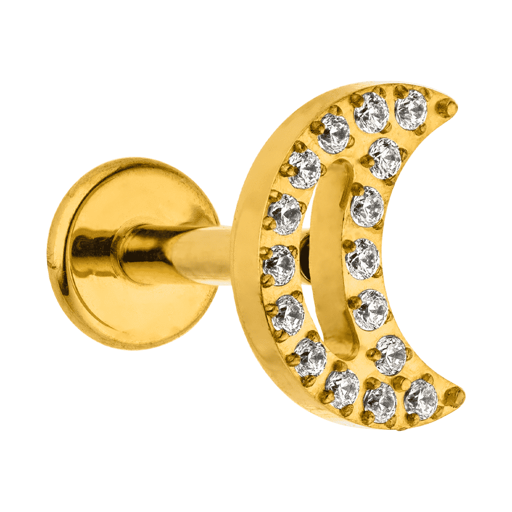 Helix piercing gold Mond mit Zirkonia wasserfest