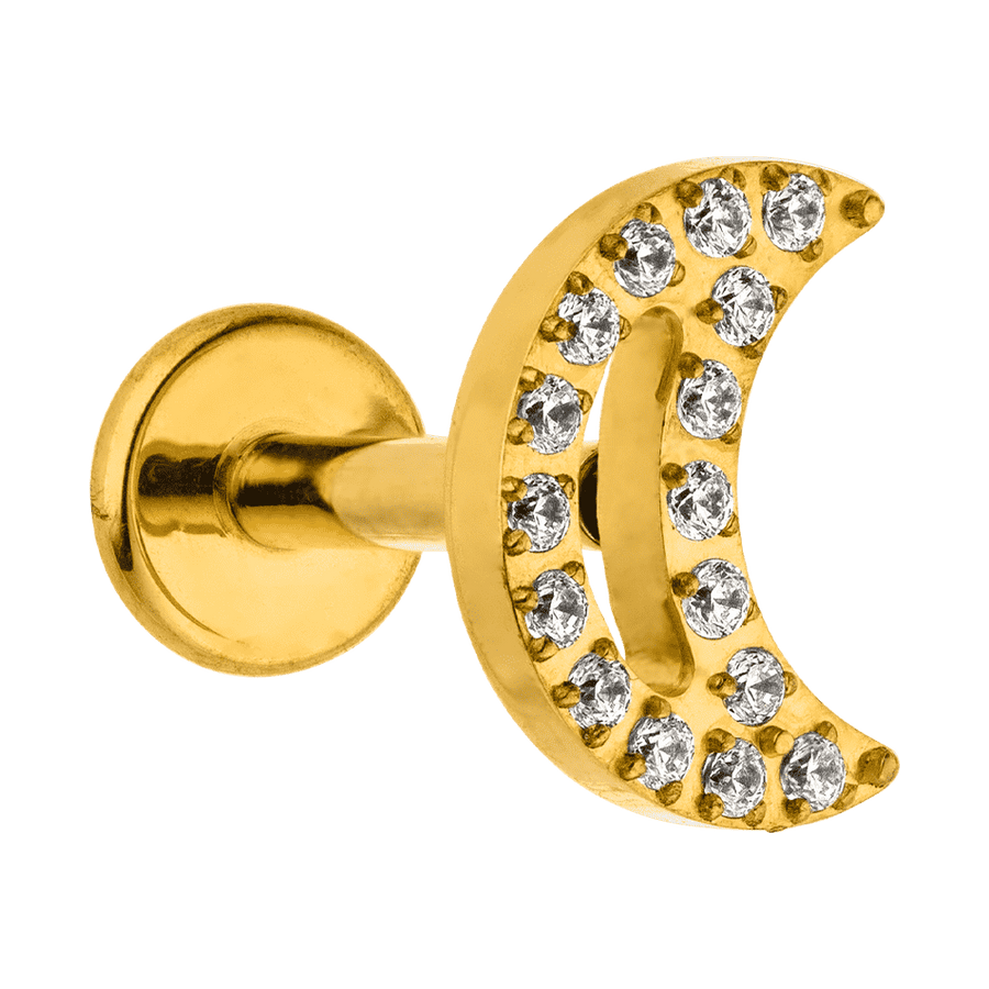 Helix piercing gold Mond mit Zirkonia wasserfest