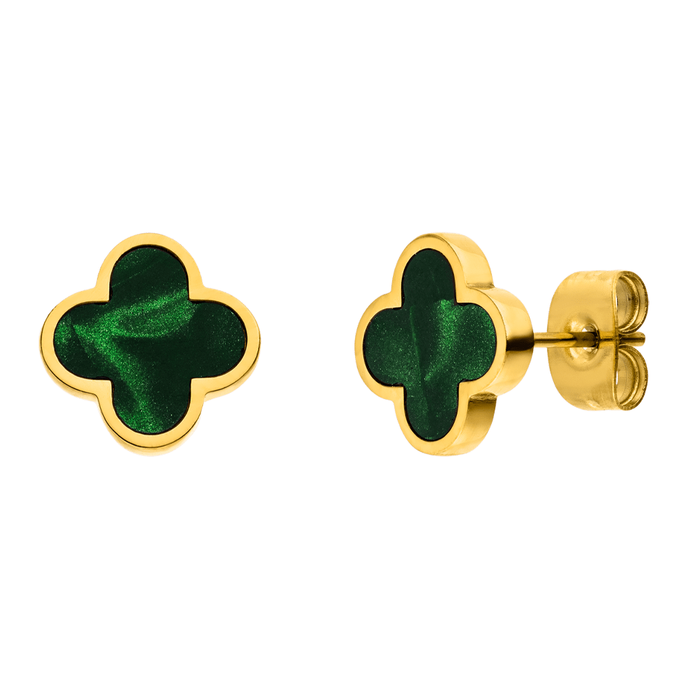 Emerald Clover Ohrstecker | 18K vergoldet