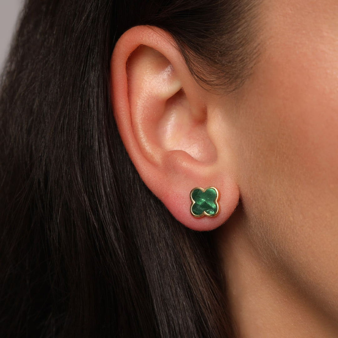 Emerald Clover Ohrstecker | 18K vergoldet