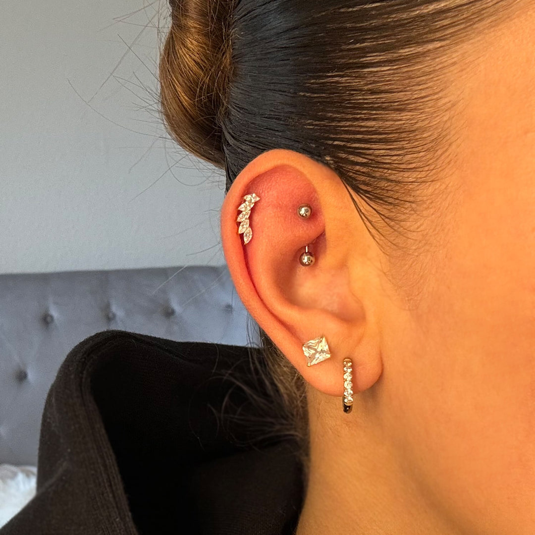 Feder Piercing Titan Flügel wasserfest Glitzer Steinchen