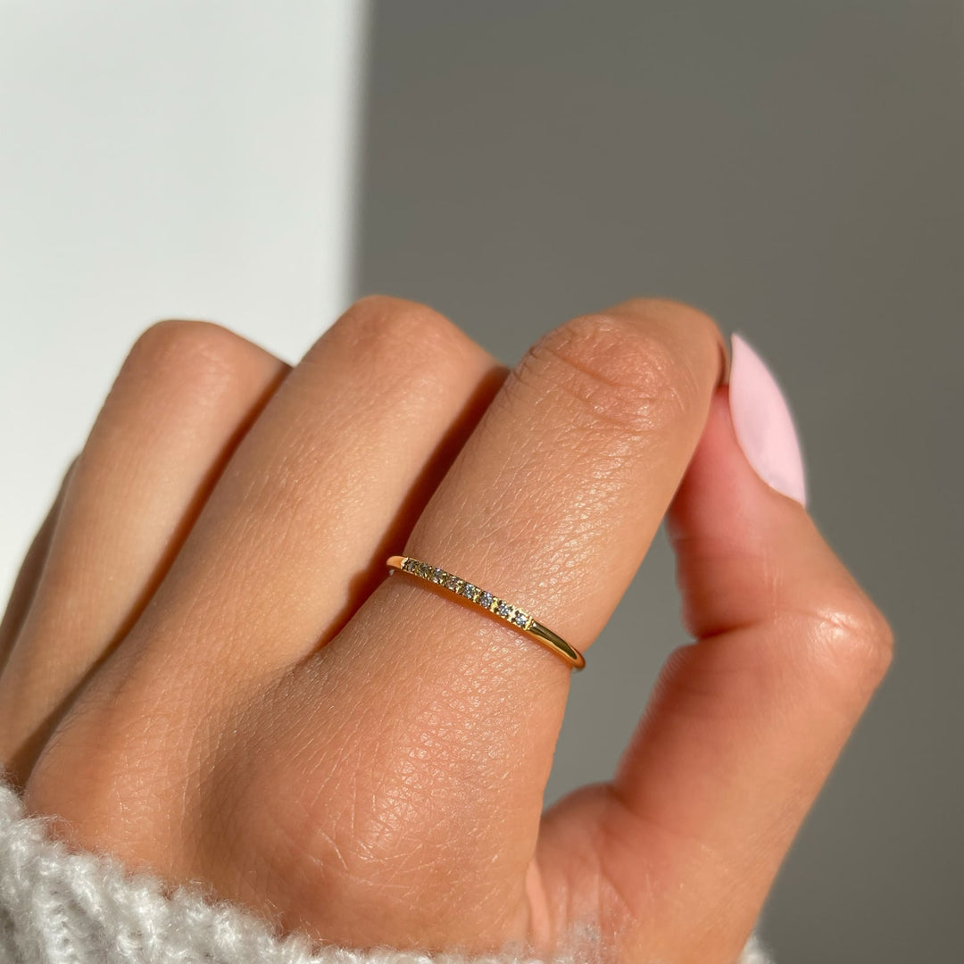 vergoldeter Edelstahl Ring mit Steinchen wasserfest 