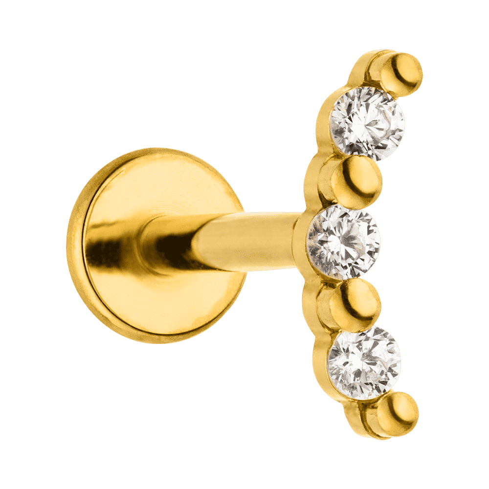 18k vergoldetetes labaret piercing mit zirkoniasteinen titan nickelfrei