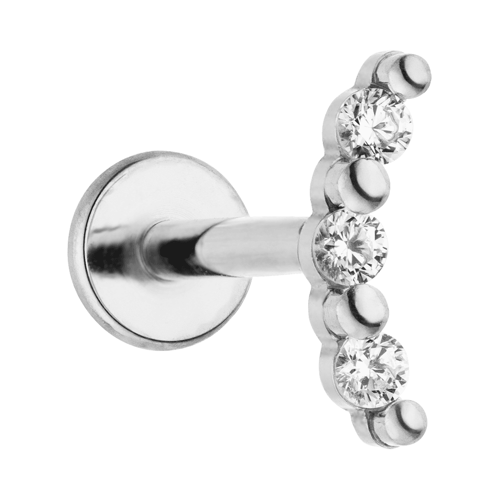 Ohrpiercing silberner stecker mit glitzersteinchen titan wasserfest