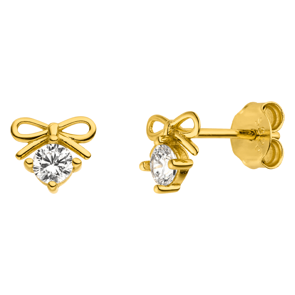 Schleifenohrringe Sterling Silber Zirkonia Stein