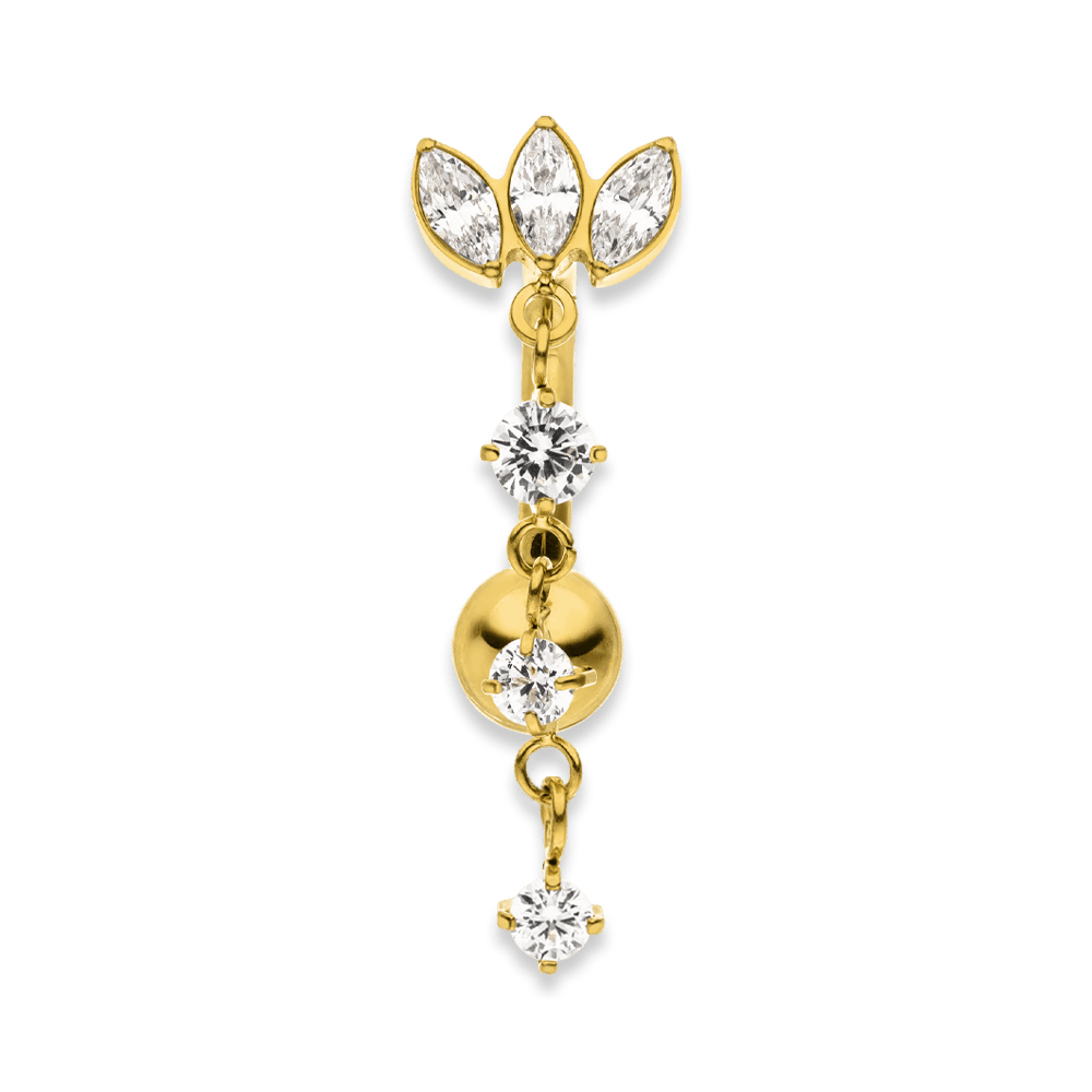 Lotus Blüte Bauchnabel Piercing Titan 18K vergoldet wasserfest
