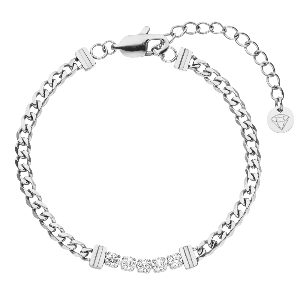 Gourmet Armband mit Tennis Steinchen Edelstahl 
