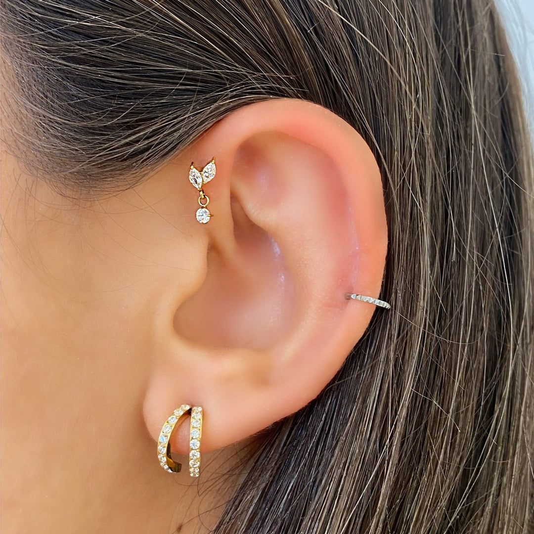 wasserfestes Piercing forward Helix Conch Zirkonia Steinchen