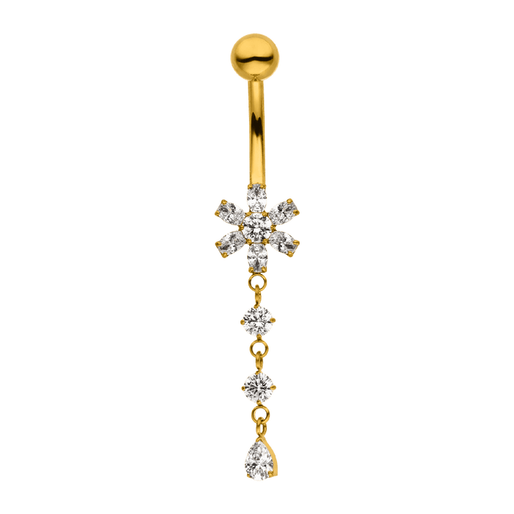Bauchnabelpiercing Ring süß Blume Zirkonia Titan 18K vergoldet