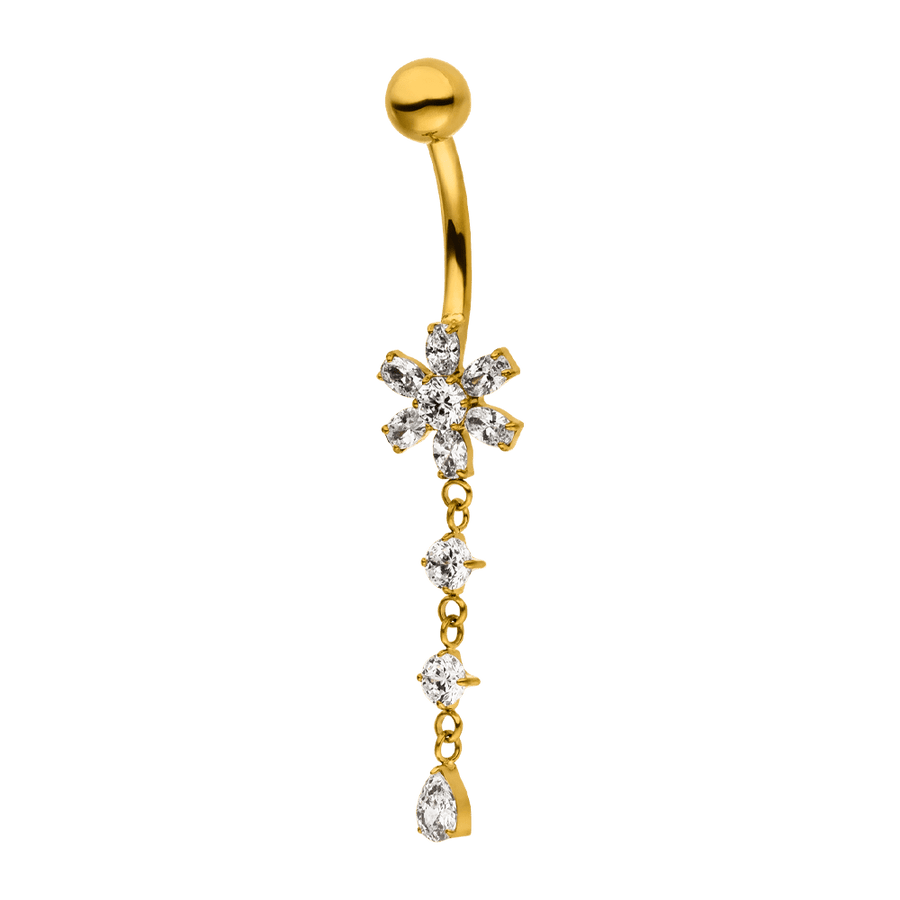 Blumen Piercing Bauchnabel Steinchen hängend Titan