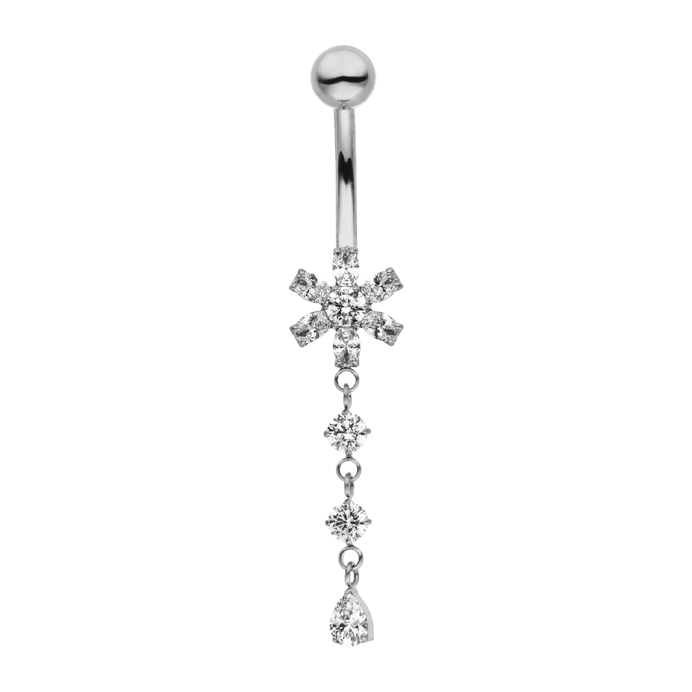 silber Bauchnabelpiercing ring Titan Blümchen Tropfen