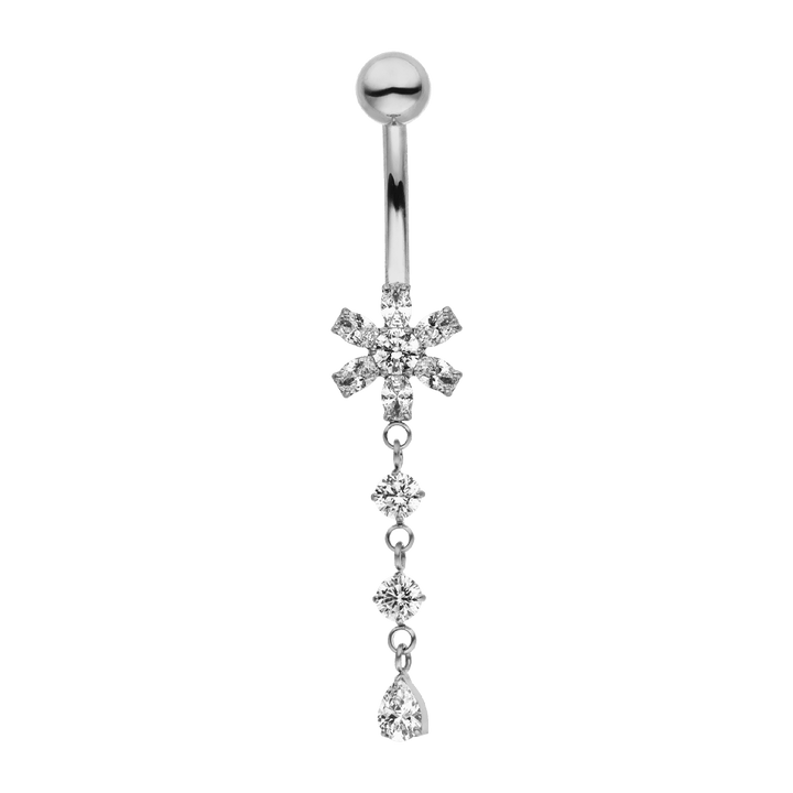 silber Bauchnabelpiercing ring Titan Blümchen Tropfen