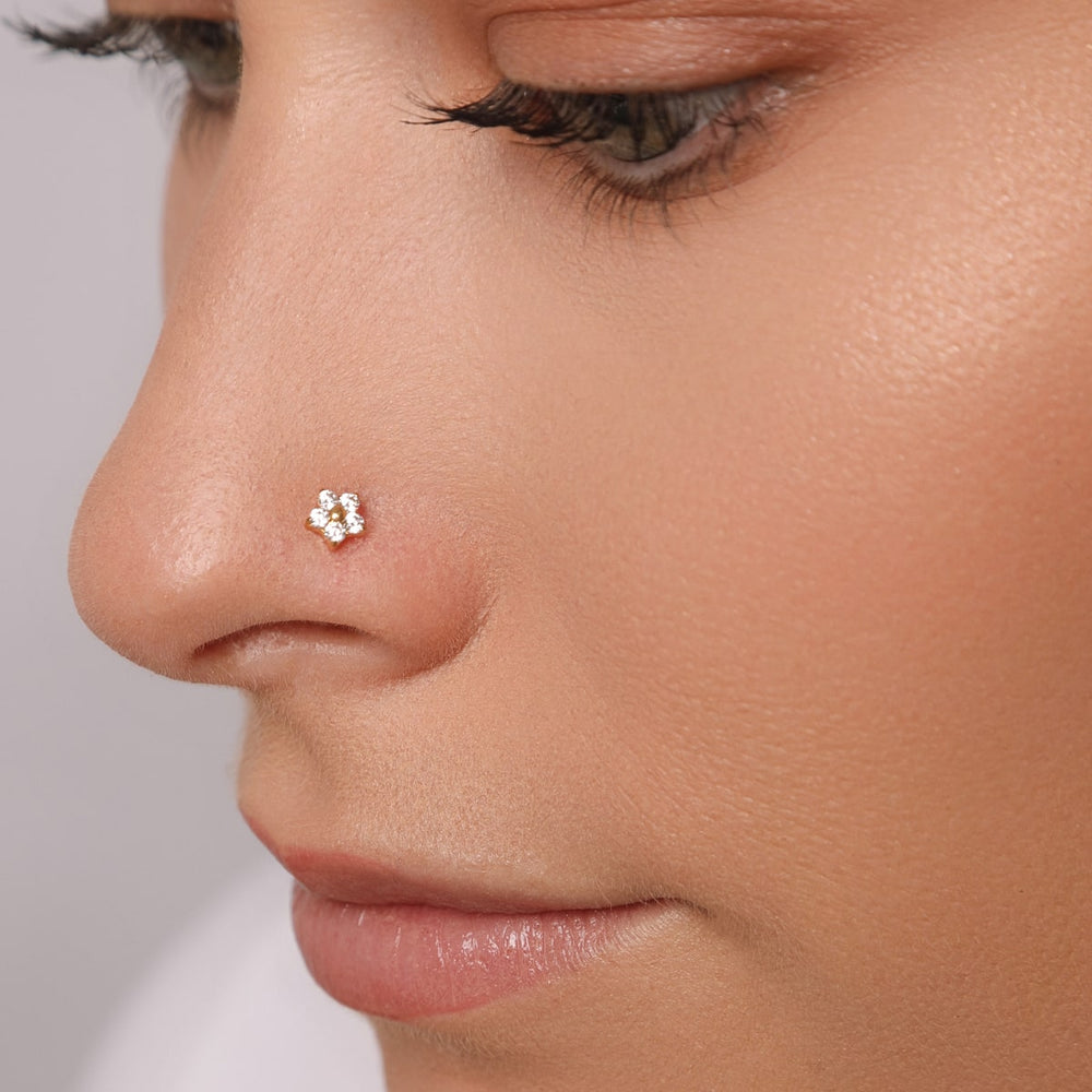 Blumen Nasenpiercing Stecker Titan wasserfest Steinchen Zirkonia