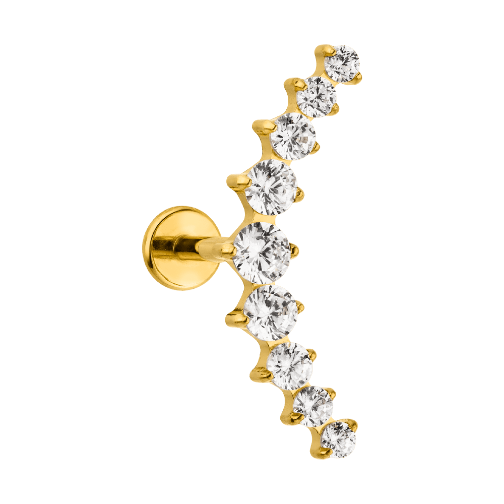 Titan Piercing Labret Glitzer Steinchen gebogene Linie