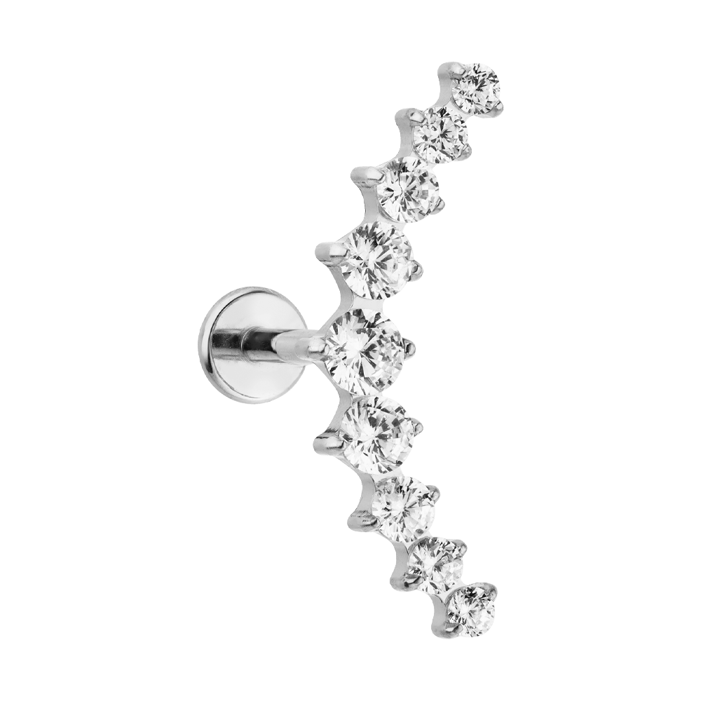 Titan Piercing Zirkonia Steine Silber wasserfest gebogen
