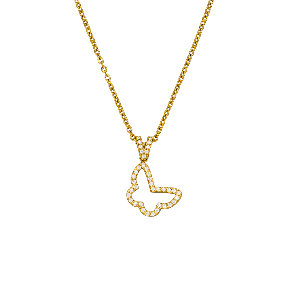 Halskette mit Schmetterlinganhänger  18 Karat Gelbgold vergoldet 