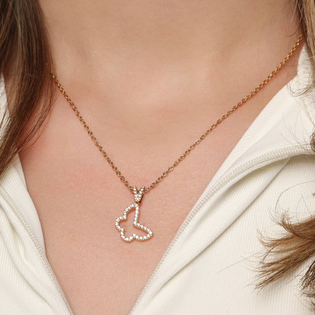 !8 Karat Goldhalskette mit Schmetterlinganhänger