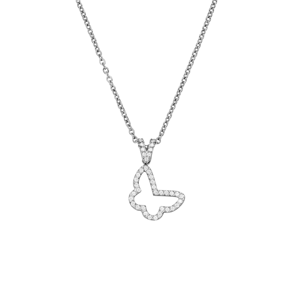 Echtsilber Kette mit Schmetterlinganhänger und Zirkoniasteinen