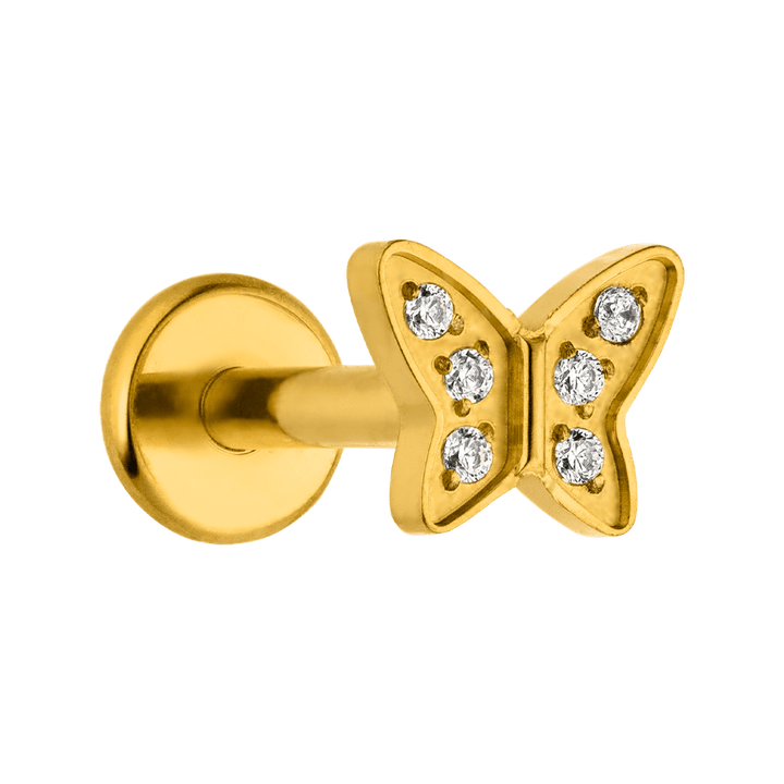 Schmetterling Ohrpiercing Titan vergoldet Labret