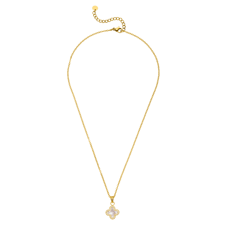 goldene Kleeblatt Kette clover gold Steinchen wasserfest