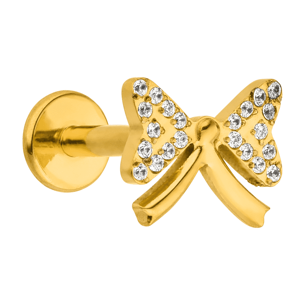 Schleifen Piercing Titan Glitzer Steinchen wasserfest