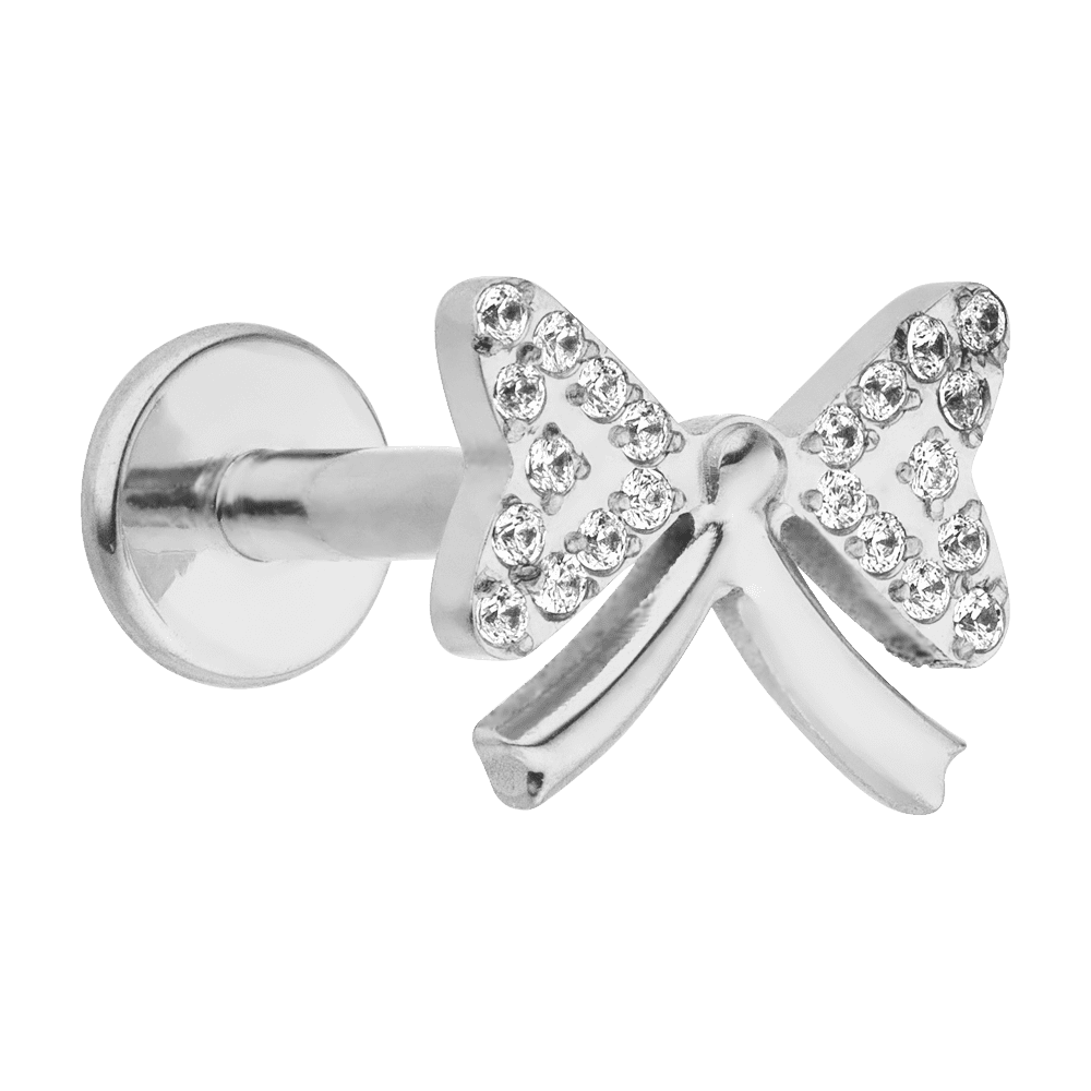 Titan Piercing Schleife Silber Zirkonia Steine wasserfest