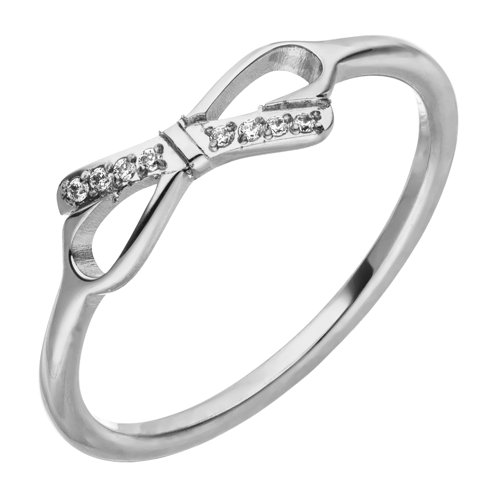 Schleifen Ring Edelstahl Zirkonia Glitzersteine