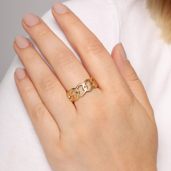 Ring frosted schimmernde Oberfläche vergoldet cuban