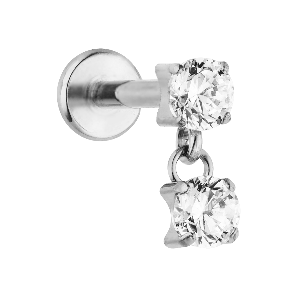 Titan Piercing Silber Steinchen Anhänger Labret Helix