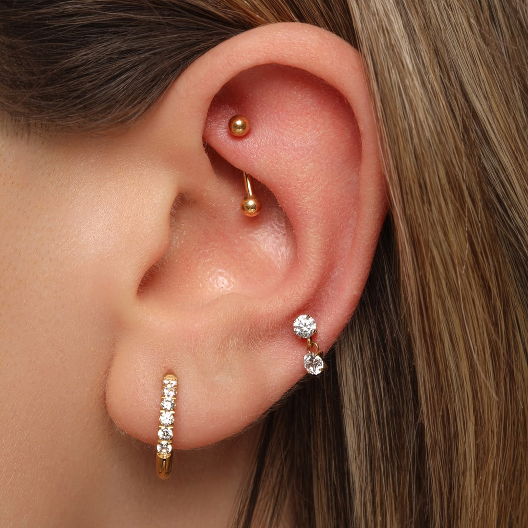 Ohrpiercings 18 Karat vergoldet Zirkonia Steinchen wasserfest