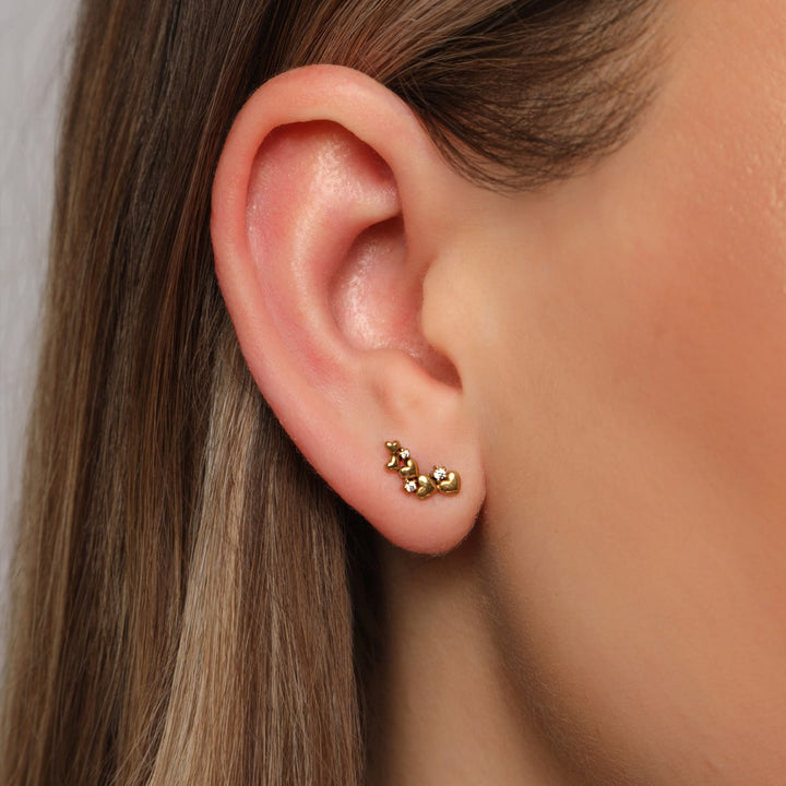 Herz Stern Ohrring besonders vergoldet wasserfest Steinchen