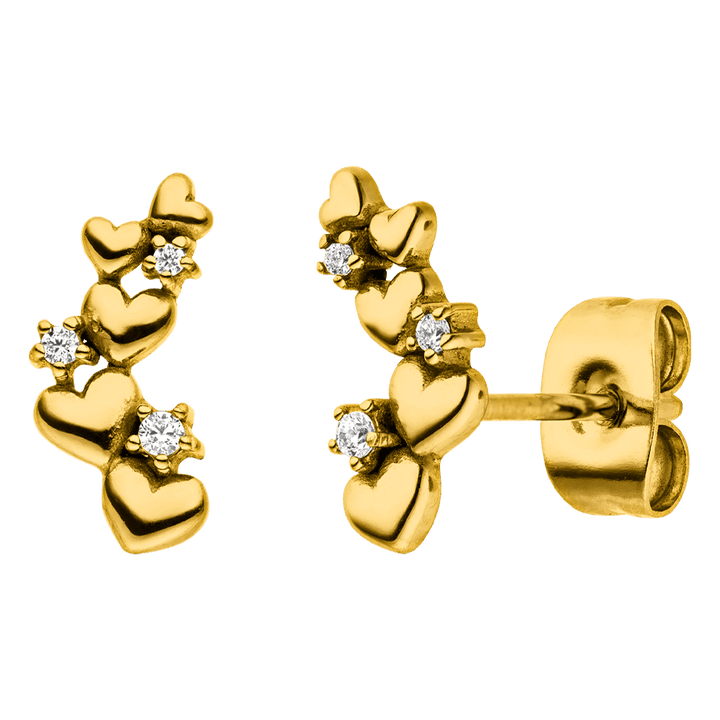 Herzchen Ohrstecker lobe Chirurgenstahl wasserfest mit Steinchen